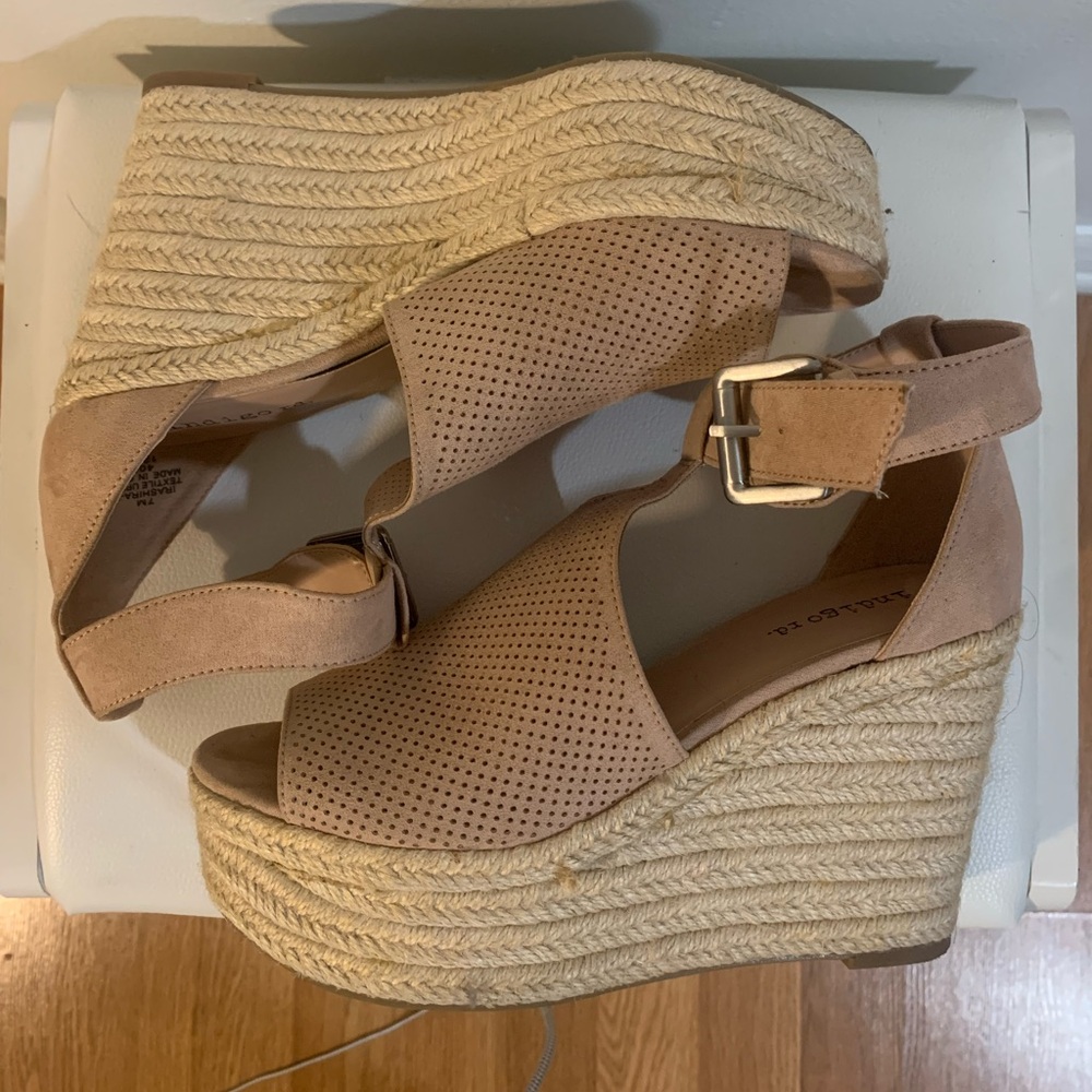 Baby pink wedge heel